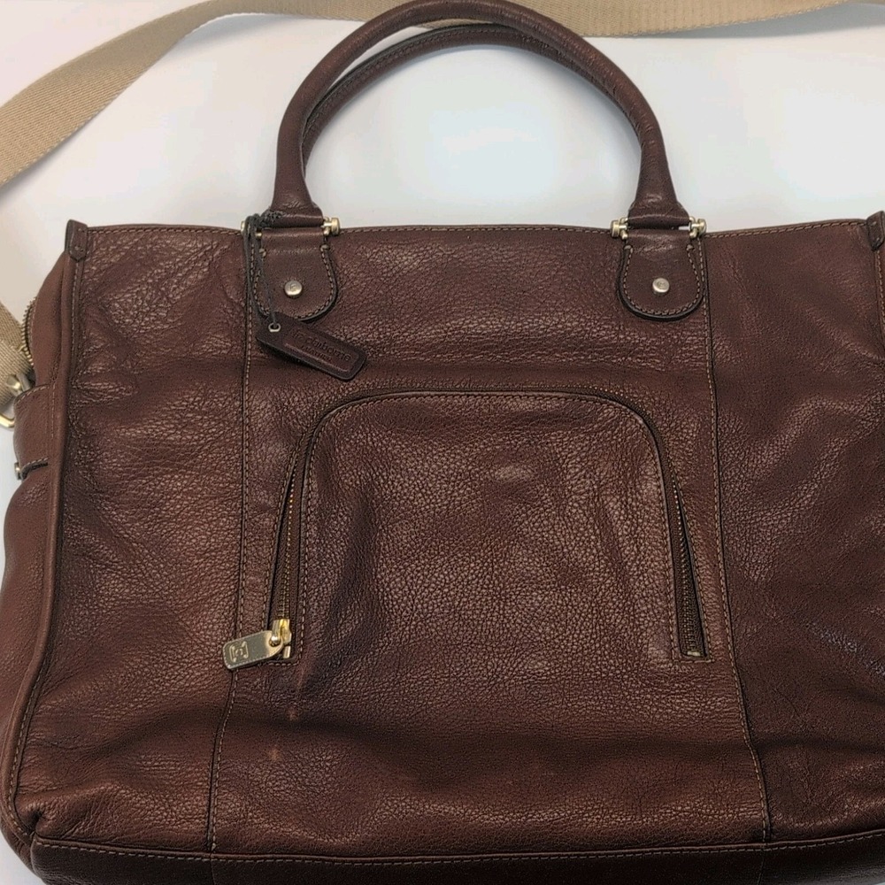 Liz Claiborne Brown Pebbled Satchel Zip W/Detachable Adjustable Strap Pockets